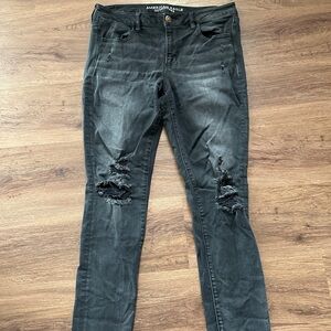 AEO Distressed Black Jeggings